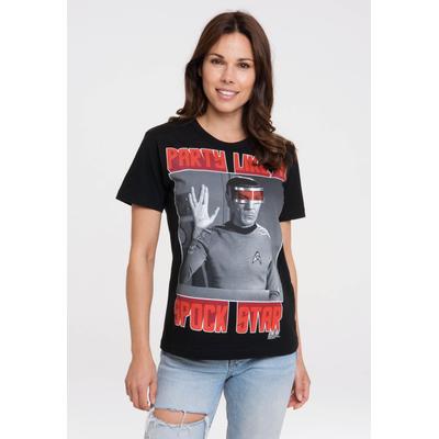 T-Shirt LOGOSHIRT "Star Trek - Spock, Party", Damen, Gr. XS, schwarz, 100% Baumwolle, bedruckt, normal, Rundhals, Shirts T-Shirt, mit lizenziertem Print
