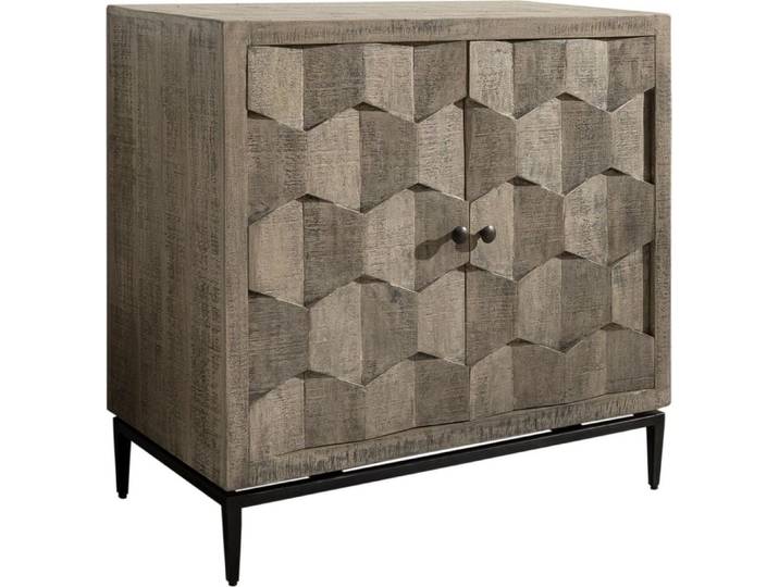 MASSIVMOEBEL24 Commode 86x46 Manguier laqué Gris STILMÖBEL #108