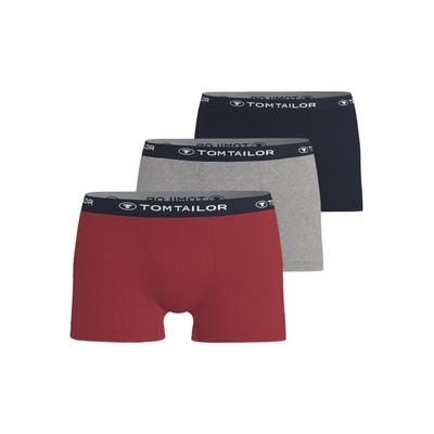 Boxershorts TOM TAILOR "Buffer", Herren, Gr. M, Single Jersey, rot (rot, mittel, uni), Single Jersey, Obermaterial: 95% Baumwolle, 5% Elasthan, unifarben, bequem, Unterhosen, weich, bequem, basic, eng, Logobund, Baumwollmix