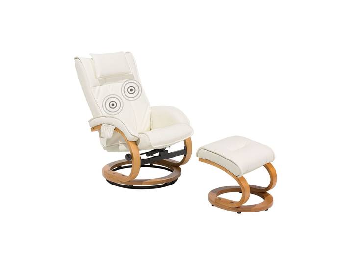 Fauteuil massant cuir pu blanc