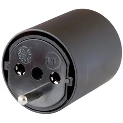 Adapter Fix schwarz DE auf CH, 230V 3-polig T13 auf Schuko-Stecker mit Buchse