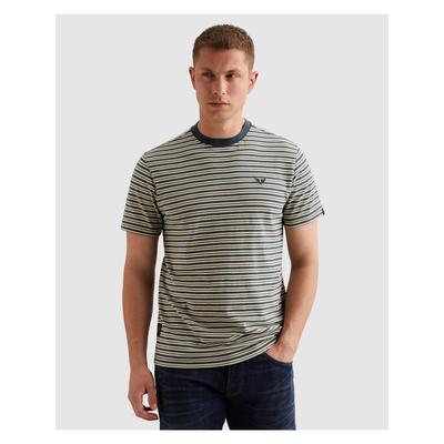 T-Shirt PME LEGEND "T-shirt RH yd stripe jersey", Herren, Gr. XXL, beige (sargasso sea), Jersey, Obermaterial: 100% Baumwolle, gestreift, normal normal, Rundhals, Shirts T-Shirt, PME-Logo-Stickerei im Brustbereich