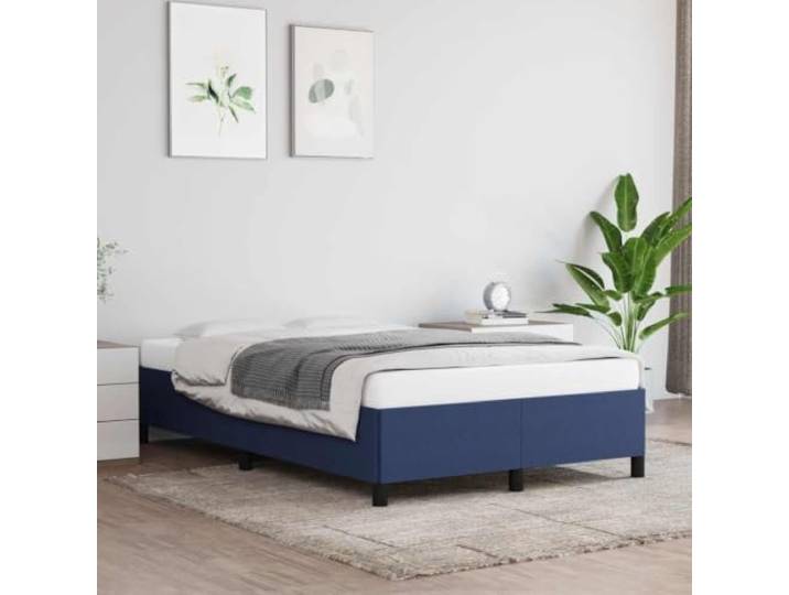 RJPLMFV Bettgestell, Stoff, Blau, 120 x 190 cm Lattenrost inklusive, robuste Füße, atmungsaktiver Stoff, ohne Matratze