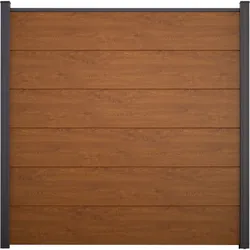 GroJa BasicLine PVC-Steckzaun Sichtschutzzaun Golden Oak Sichtschutz Lamellenzaun