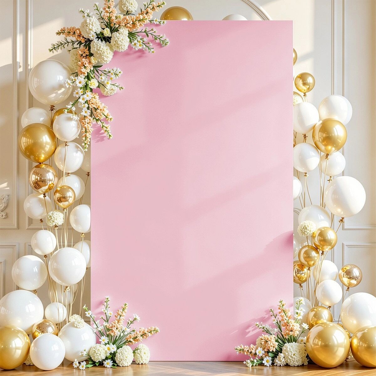 INF Elastischer, anliegender Hochzeits-Hintergrundbezug – Stretch Milk Silk Polyester, 200cm x 200cm, Mehrfarbig Rosa