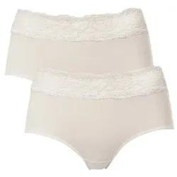 Trofe Lace Trimmed Midi Briefs 2P Champagner Baumwolle Large Damen