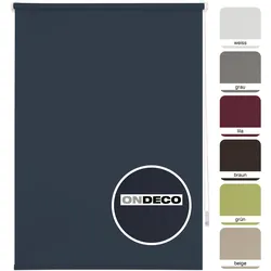Ondeco Tageslichtrollo Win ohne Bohren Klemmfix lichtdurchlässig und Blickdicht Farbe: Dark-Blue, Größe: 100x160 cm