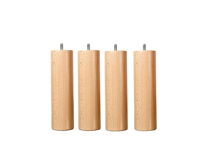 Pied de lit cylindrique en bois 30 cm lot de 4 naturel