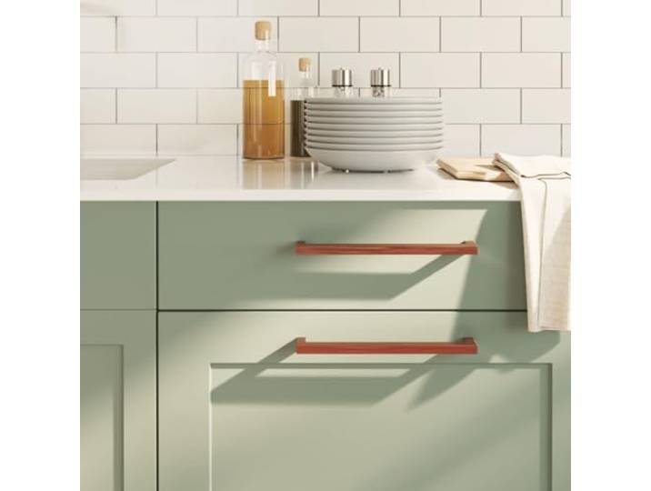 Kaelestia Möbelgriffe 10 Stück bronzefarben Edelstahl 224 mm Lochabstand Schrank Griff für Schublade Tür Kommode Küche Bad Schlafzimmer Büro, modernes Design, zuschneidbare Schrauben