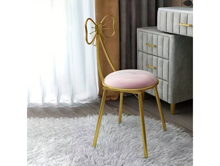 Tabouret de maquillage, tabouret de maquillage, moderne et simple, avec bretelles, coussin de siège, chaise de bureau avec nœud papillon, chaise ergonomique rose