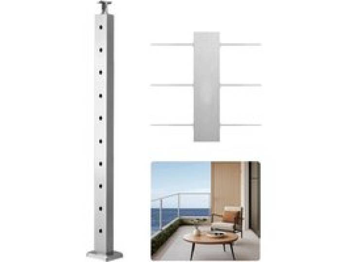 VEVOR Kabelgeländerpfosten, 91 x 2,5 x 5 cm, 1 Packung, Edelstahl-Kabel-Treppengeländerpfosten, vorgebohrte Pfosten mit Montagehalterung, Geländerpfosten, Silber, 1JZLGZXYS914I4BDB001V0
