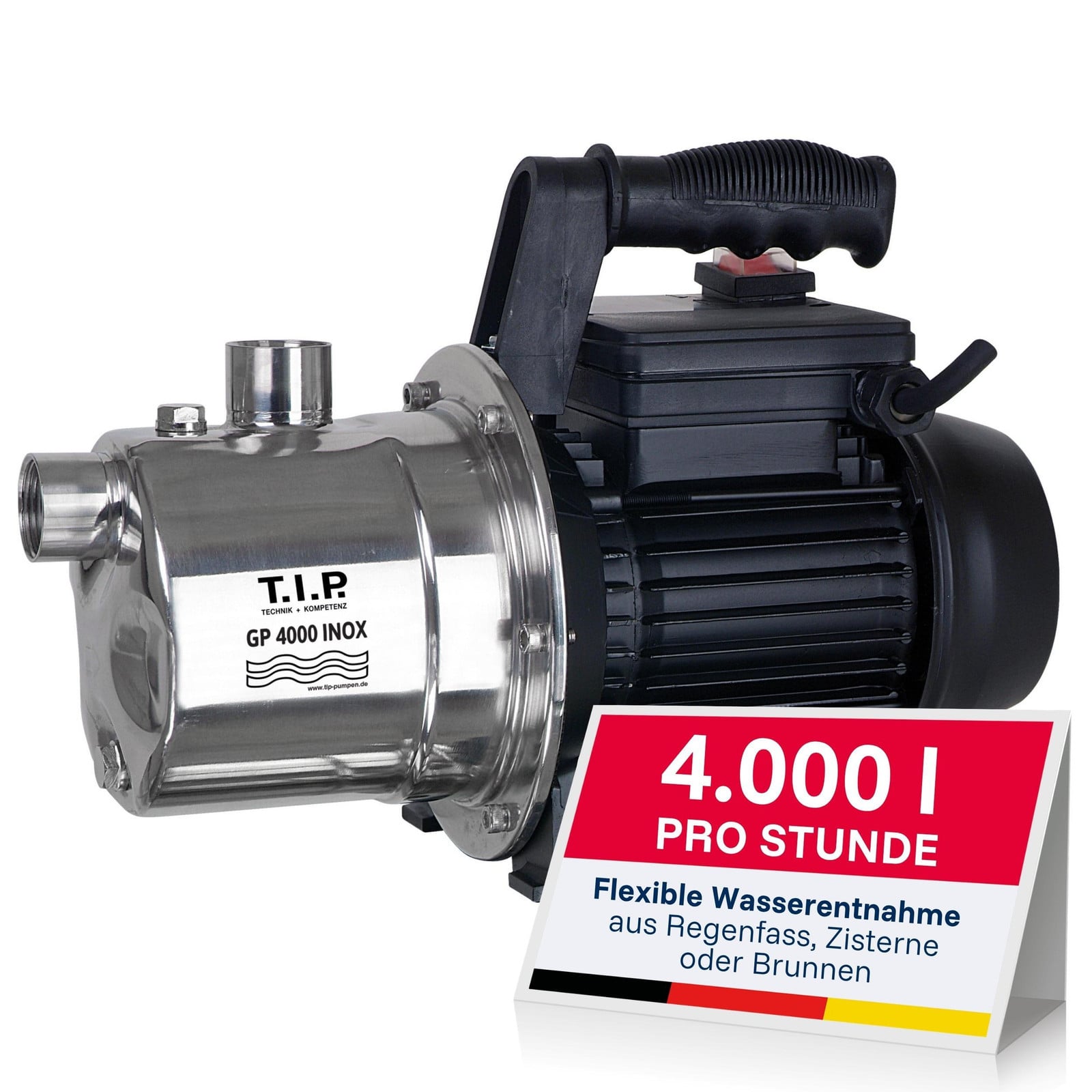 TIP tuinpomp GP 4000 Inox, 800 W, 4000 liter per uur, 42 meter opvoerhoogte