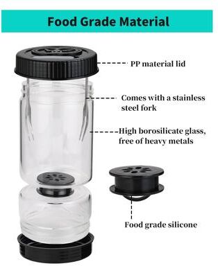 Inspired Finds FlipFlow Glass Pickle And Olive Strainer Jar Airtight Hourglass Storage Container FlipFlow Glass Pickle And Olive Strainer Jar Airtight Hourglass Storage Container