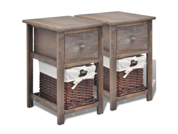 Helloshop26 Nachttisch, Nachttisch, Kommode, Schrank, Schlafzimmer, 2 Stück, Holz, Braun, 1402071