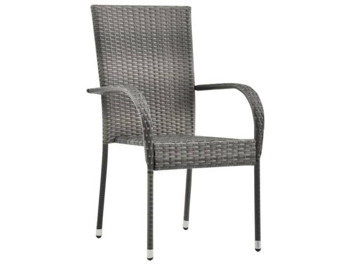 Home Market®5656 Lot de 2 Fauteuil de Jardin empilables Chaise de terrasse Chaise de bistro Gris Résine tressée