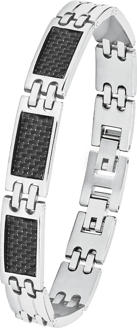 Armband AMOR "9352494", schwarz (edelstahlfarben, schwarz), Armbänder, Herren, 22cm, Carbon Edelstahl, Carbon, Edelstahl, Armband edelstahlfarben, schwarz 22cm, Carbon Edelstahl