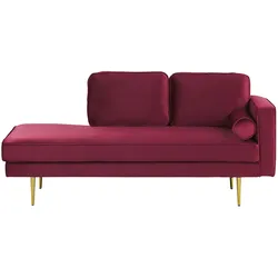CHAISELONGUE Samtstoff dunkelrot rechtsseitig Miramas