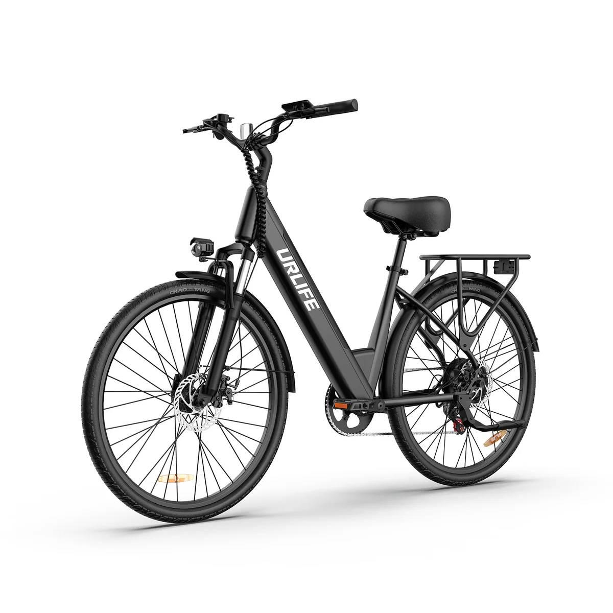 Schwarzes Erwachsenen-Elektrofahrrad Modell E26, 250-W-Motor, Elektrofahrrad-Akku 48 V / 10,4 Ah, 26-Zoll-Fettreifen, Stadt-E-Bike