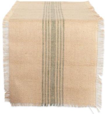 DII Barn Red Middle Stripe Burlap Table Runner, 14x108 inches