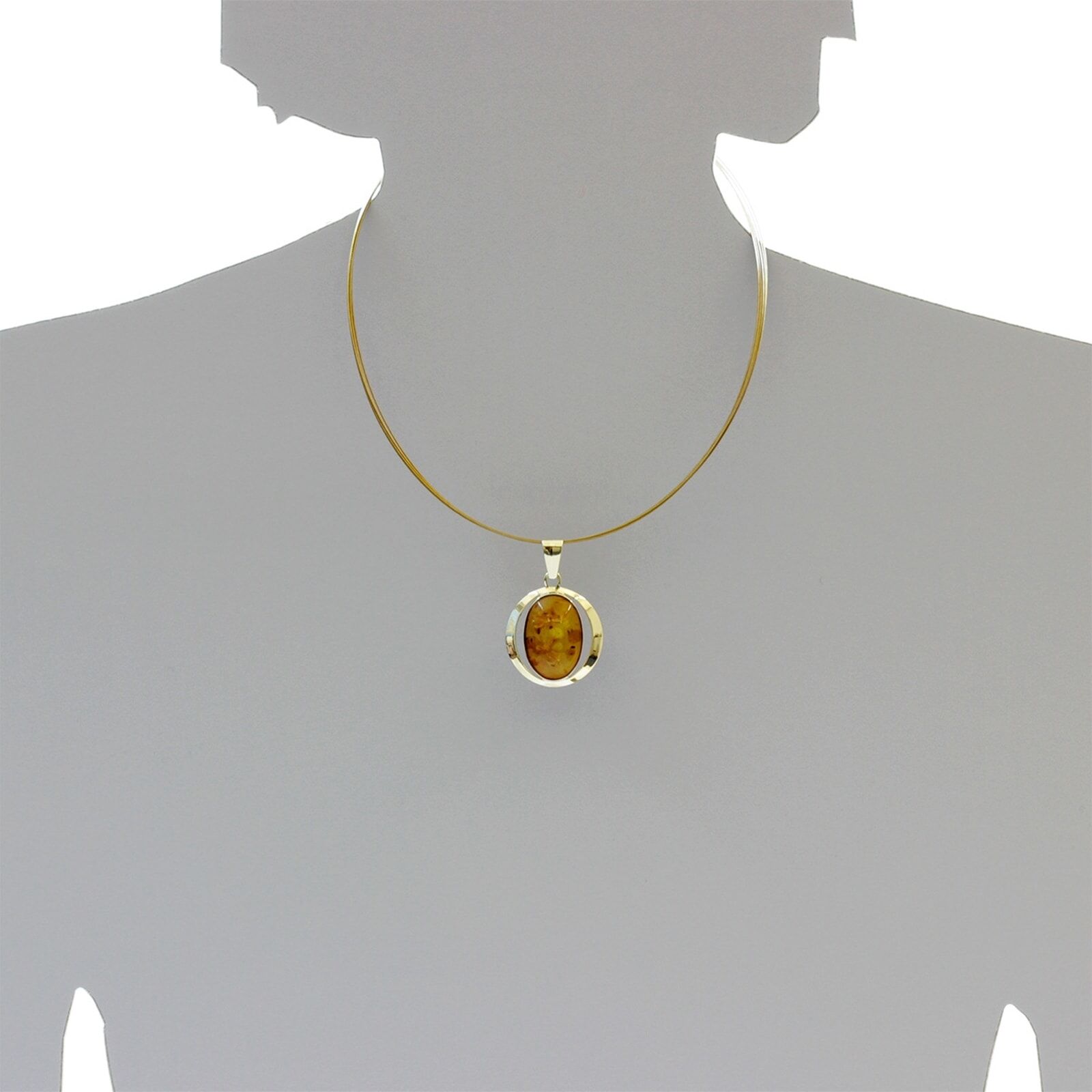 Kettenanhänger OSTSEE-SCHMUCK "Ostsee-Schmuck Anhänger Mathilda Anhänger Mathilda", gelb, Schmuckanhänger, Damen, 40 x 27mm, Gelbgold 333, 3,8 g, Kettenanhänger