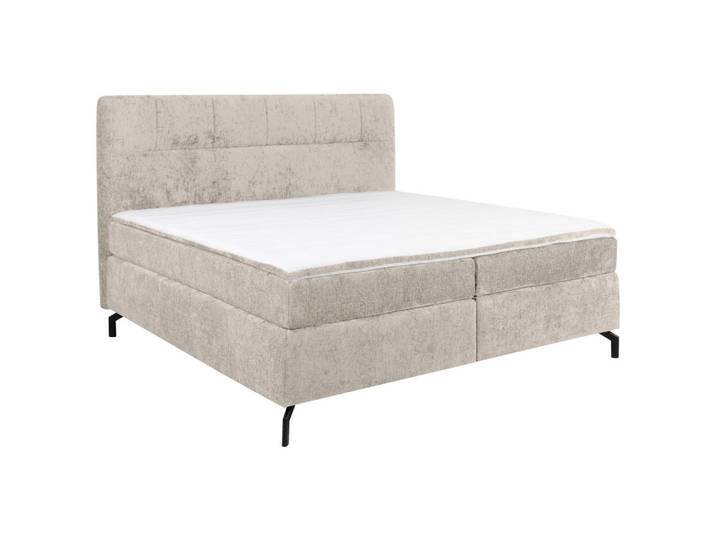 Boxspringbett, Beige, 160x200 cm, Textil, Topper Durchgehend & Matratze Wählbar