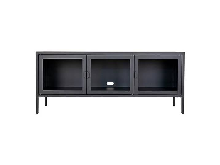 möbelando TV-Bank >Brisbane< in Schwarz, Metall - 130x55x40cm (BxHxT)