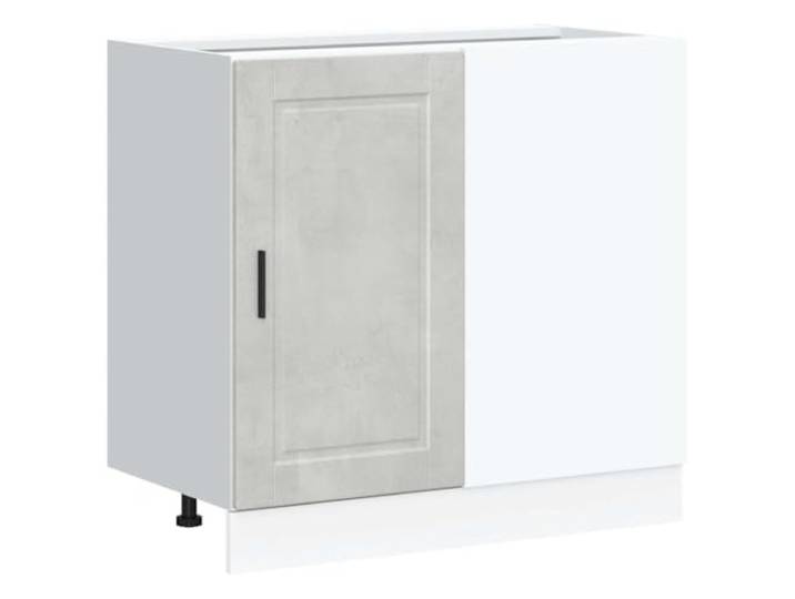 CATRP-Flower Stand Küchenschrank Porto, grau, Beton, Holz Aufbewahrung für Geschirr, Töpfe, Schüsseln, Teller, verdeckte Türen, verstellbare Füße, Wandbefestigung im Lieferumfang
