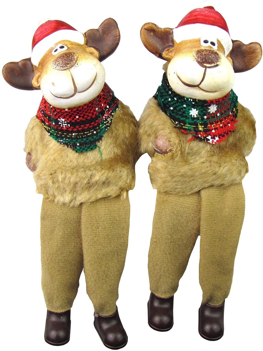 Solidchoice Kerstfiguren Set van 2, Handbeschilderd Keramiek (Eland)