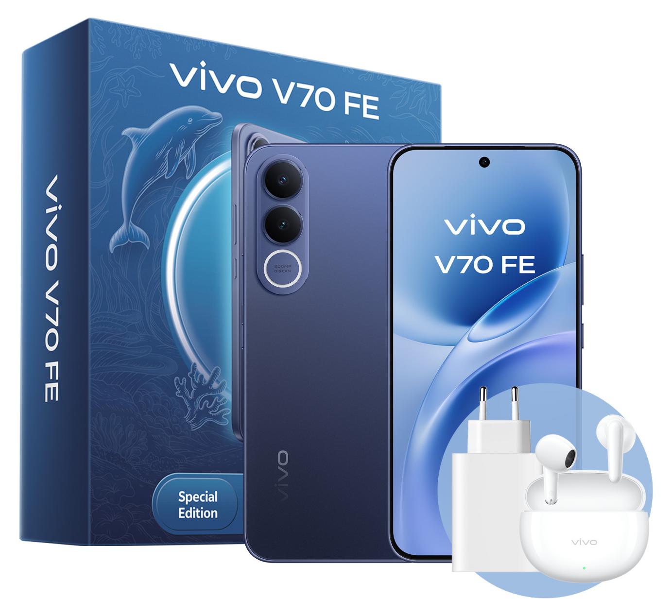 VIVO V70 FE + BUD, 17,4 cm (6.83"), 8 GB, 256 GB, 200 MP, Android 16.0, Blau