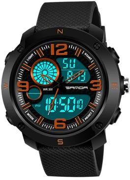 Everyday Crate SANDA 762 Digital Sports Watch For Men Waterproof LED Night Light Multifunction Wrist Watch orange