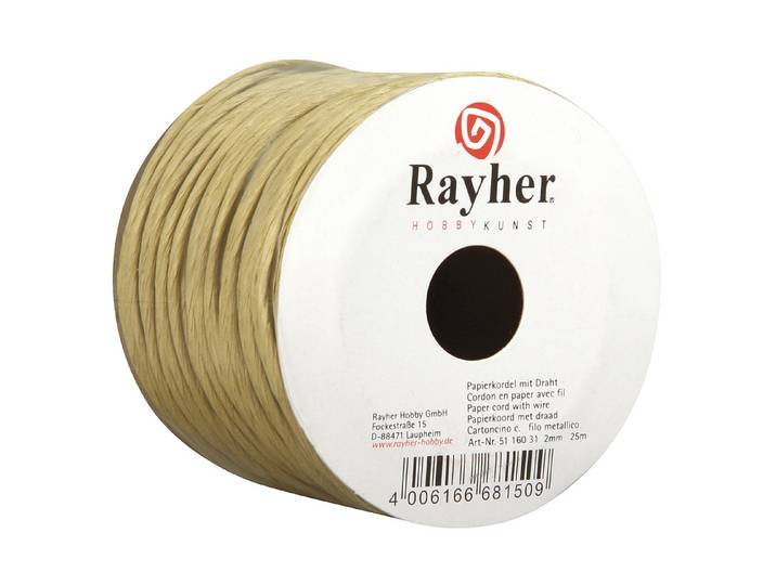 Rayher Papierkordel mit Draht 25 m ⌀ 2 mm