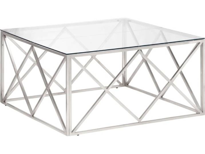 vidaXL Table basse argentée Acier inoxydable et verre trempé