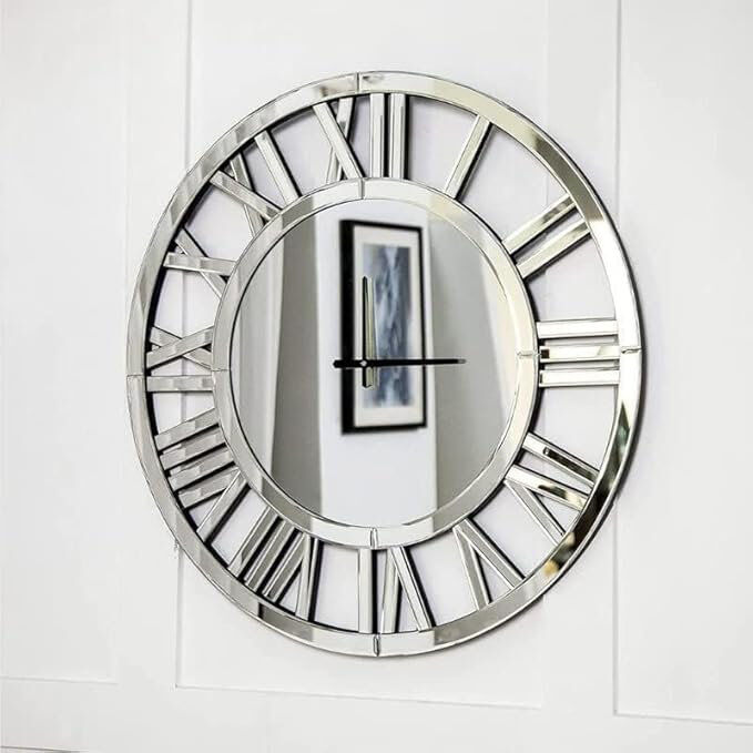 Canora Grey Glass Analogue Wall Clock Silver 40cm W X 40cm H X 3cm D