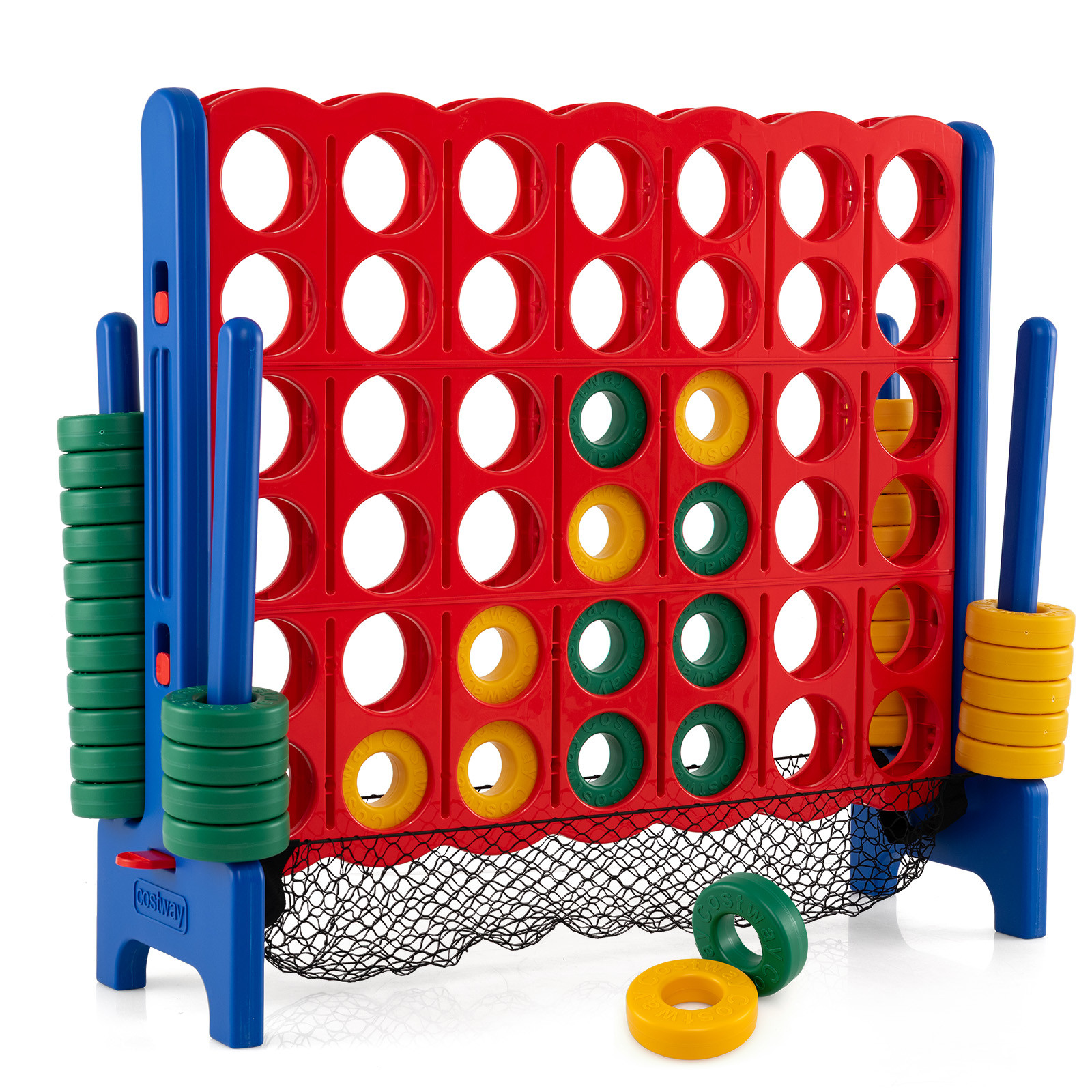 Costway Jumbo 4-tot-Score Reuze Spel Set 119 cm Extra Groot Connect Spel voor Binnen en Buiten