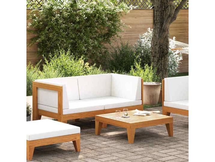 Lot de 2 Salon de jardin - - Mobilier d'extérieur - bois d'acacia massif - blanc - 68 5 x 68 5 x 62 cm - Coussins inclus@yxt1