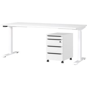 Germania Büromöbel-Set Mailand 7853-84, Schreibtisch & Rollcontainer abschließbar, weiß