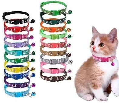 Uplift Essentials Adjustable Paw Print Pet Collars With Safety Bells (18 Piece Bulk Set) Adjustable Paw Print Pet Collars With Safety Bells (18 Piece Bulk Set)
