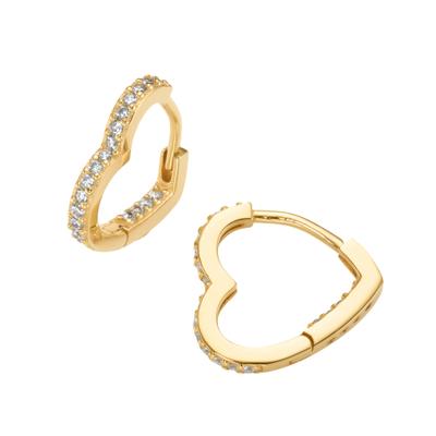 Paar Creolen FIRETTI "Schmuck Geschenk Silber 925 Ohrschmuck Ohrringe Herzförmig", gold (gelbgoldfarben, kristallweiß, kristallweiß), Ohrringe, Damen, Silber 925 (Sterlingsilber), mit Zirkonia (synth.)