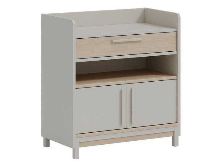 Möbel-Zeit Kommode COOL Grau & Natur – Sideboard mit Soft-Close, Schublade & 2 Türen