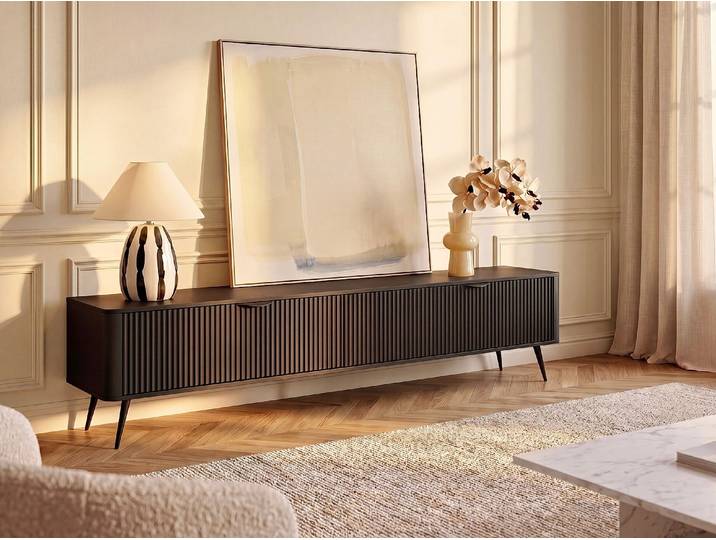 TV-Möbel mit 2 Türen - MDF - Schwarz - ELONARIA