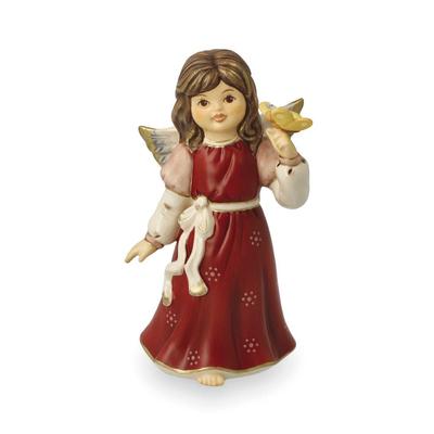 Dekofigur GOEBEL "Engel Dein Reisebegleiter", bordeaux, B:6cm H:12cm T:6,5cm, Steingut, Dekofiguren, 6,5 x 6 x 12 cm