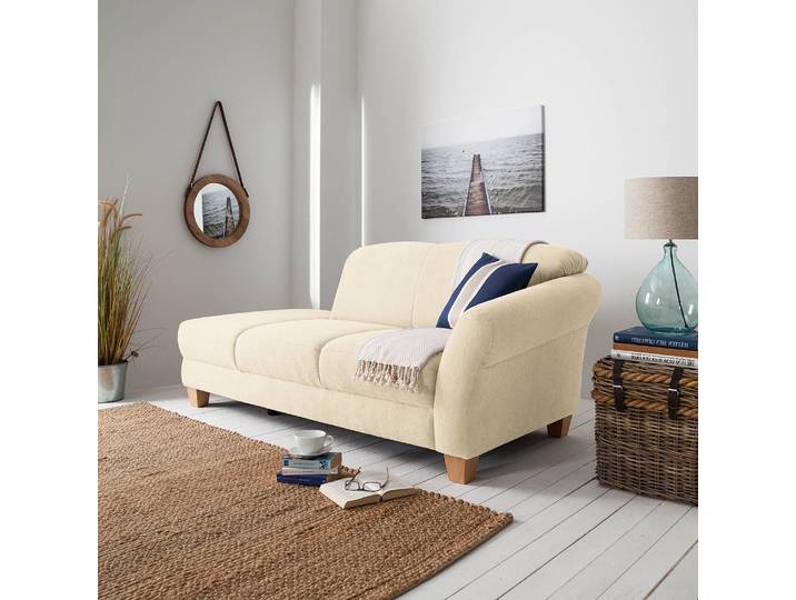 Recamiere Webstoff Beige/Creme Webstoff 194 x 84 x 91cm Armlehne davorstehend rechts Natur