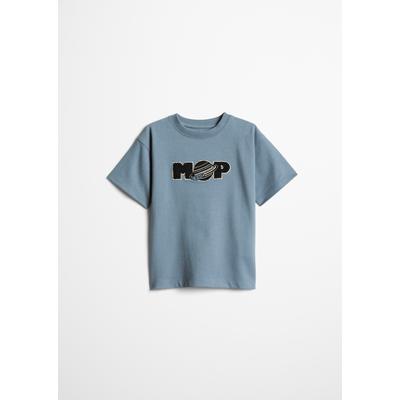 T-Shirt MARC O'POLO "Kn.-T-Shirt", Jungen, Gr. 104/110, blau (storm), Jersey, Obermaterial: 100% Baumwolle, normal, Rundhals, Shirts T-Shirt, Mit Weltraum-Stickerei