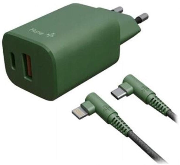 Hune Kit inkl. 1 x 20W Vægoplader (USB-C & USB-A) & USB-C til Lightning (1.2m) - Grøn