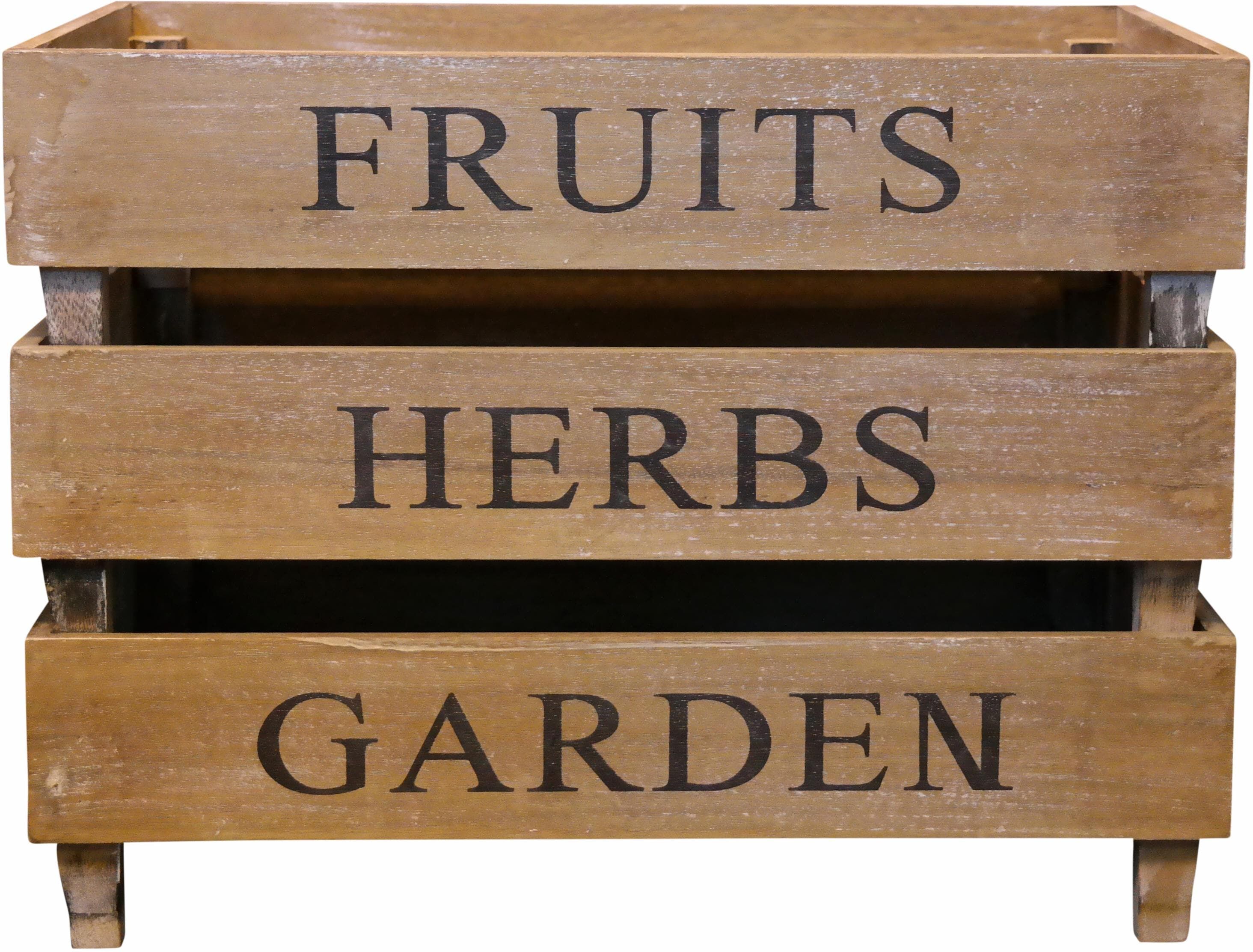 Kiste "Fruit Herbs Garden", beige (natur), B:46cm H:35cm T:30cm, MDF, MYFLAIR MÖBEL & ACCESSOIRES, Aufbewahrungsboxen, Kiste