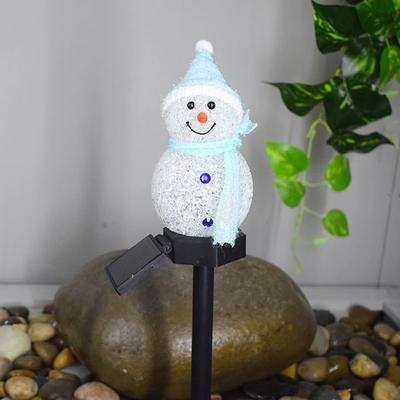 HomeDecorAndMore LLC Outdoor Solar Snowman Decoration Lights Blue