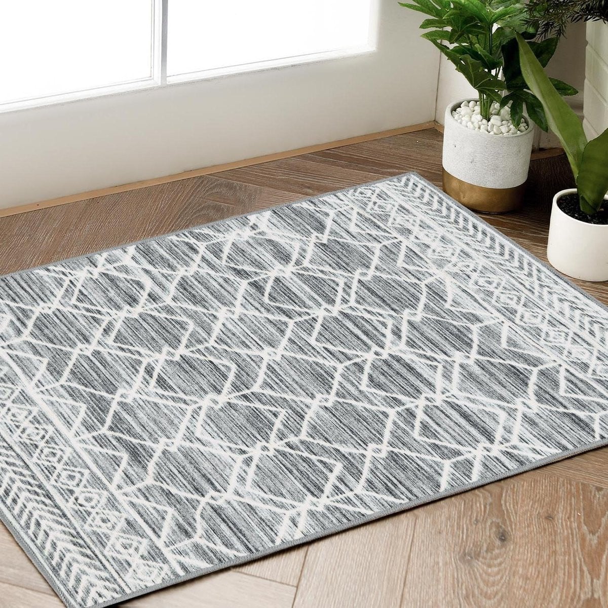 Wasbare grijze antislip deurmat voor de entree, 60 x 90 cm