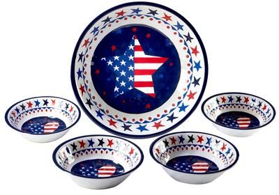 Certified International Stars & Stripes 5-Piece Salad/Serving Set