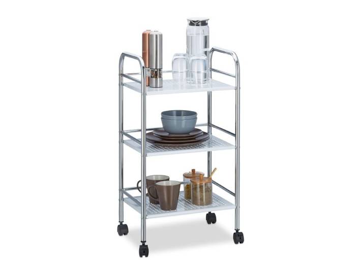Relaxdays Servierwagen Metall mit 3 Ablagen