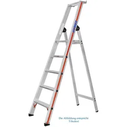 Doppelleiter Hymer Stufenstehleiter mit Plattform 14 Stufen Extrem robust für Industrie und Handwerk